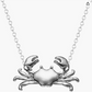 Silver Crab Pendant Necklace Sea Crab Jewelry Beach Brown Amber Crab Chain Birthday Gift 18in.