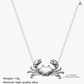 Silver Crab Pendant Necklace Sea Crab Jewelry Beach Brown Amber Crab Chain Birthday Gift 18in.