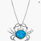 Blue Opal Crab Pendant Necklace Sea Crab Jewelry Beach Crab Chain Birthday Gift 925 Sterling Silver 18in.