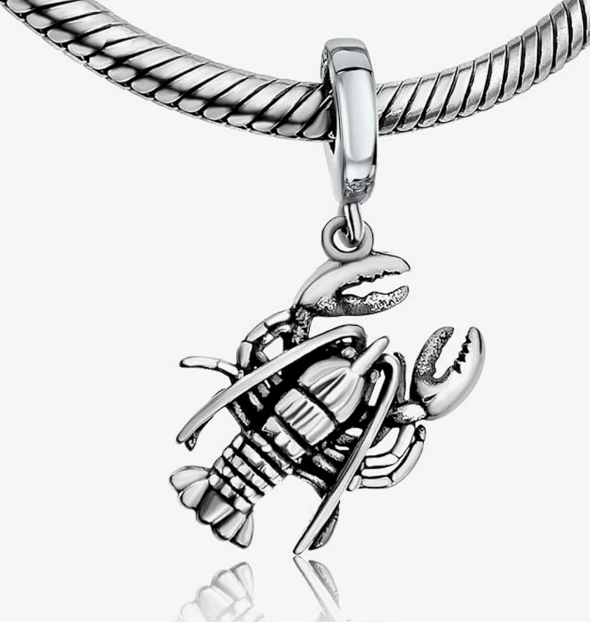 Cute Lobster Charm Bracelet Lobster Pendant Sea Lobster Jewelry Beach Crab Bracelet Birthday Gift Silver 925 Sterling Silver