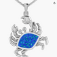 Cute Blue Opal Crab Pendant Necklace Sea Crab Jewelry Beach Crab Chain Birthday Gift 925 Sterling Silver 18in.