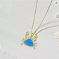 Gold Diamond Blue Opal Crab Pendant Necklace Sea Crab Jewelry Beach Crab Chain Birthday Gift 925 Sterling Silver 18in.