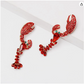 Red Diamond Lobster Earrings Crystal Lobster Earrings Hanging Red Sea Lobster Jewelry Beach Birthday Gift