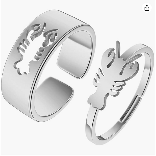 Adjustable Cute Lobster Ring Lobster Ring Sea Lobster Jewelry Beach Crab Birthday Gift Silver Stainless Steel