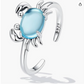 Adjustable Blue Diamond Crystal Crab Ring Sea Crab Jewelry Beach Crab Ring Birthday Gift Silver 925 Sterling Silver