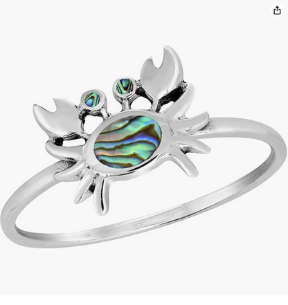 Abalone Crab Ring Sea Crab Jewelry Beach Crab Ring Birthday Gift Silver 925 Sterling Silver