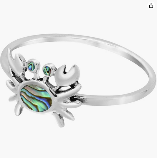 Abalone Crab Ring Sea Crab Jewelry Beach Crab Ring Birthday Gift Silver 925 Sterling Silver