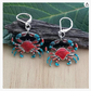 Dangle Red Blue Crab Earrings Crab Earrings Sea Crab Jewelry Silver Abalone Beach Birthday Gift