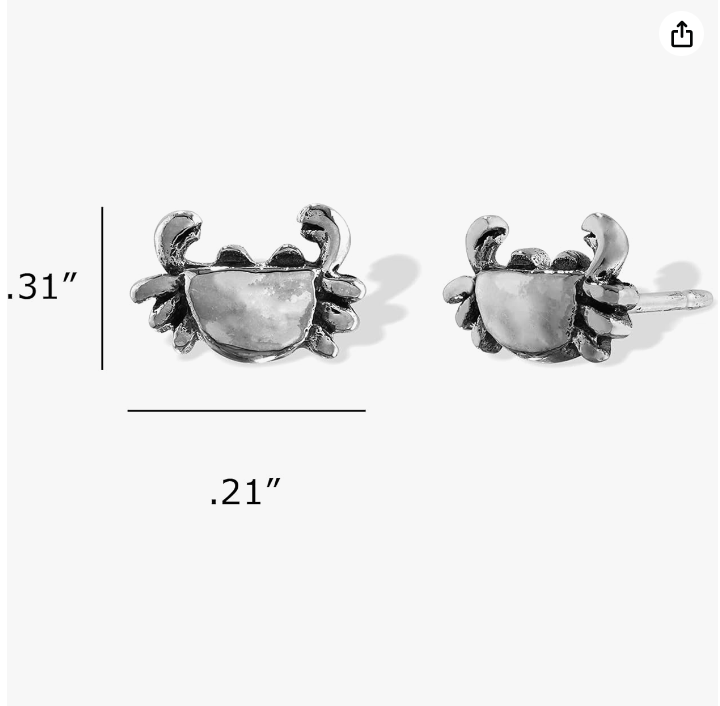 Small Crab Earrings Dainty Sea Crab EarringsCrab Jewelry Beach Birthday Gift 925 Sterling Silver