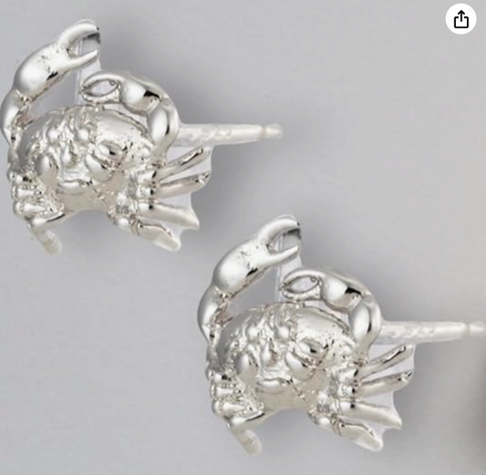 Cancer Zodiac Crab Earrings Diamond Sea Crab Earrings Crab Jewelry Beach Birthday Gift 925 Sterling Silver