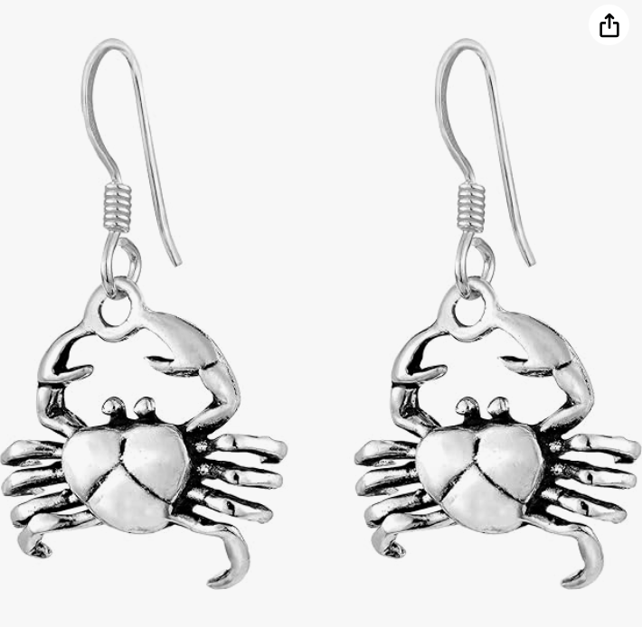 Hanging Dangle Crab Earrings Sea Crab Earring Crab Jewelry Beach Birthday Gift 925 Sterling Silver