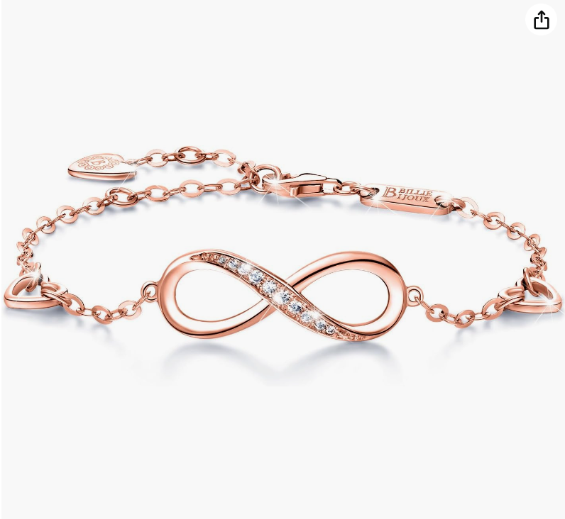 925 Sterling Silver Infinity Diamond Bracelet Love Heart Rose Gold Diamond Wedding Jewelry Anniversary Girls Teens Women Wife Gift