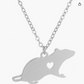 Silver Heart Rat Earring Love Mouse Necklace Pendant Jewelry Womens Girls Teen Birthday Gift 18in.