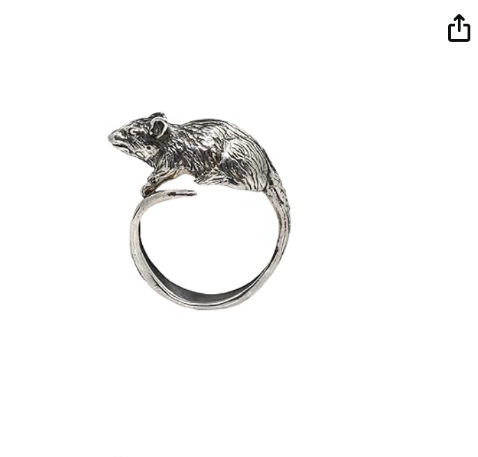 Adjustable Mouse Ring Rat Ring Mouse Jewelry Womens Girls Teen Birthday Gift 925 Sterling Silver