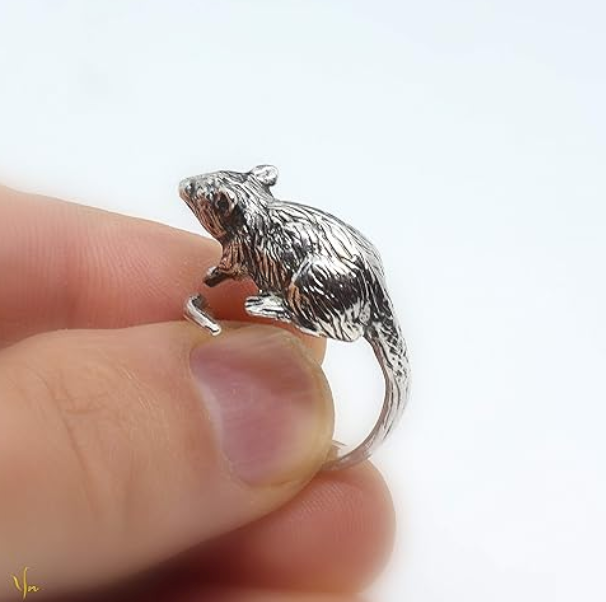 Adjustable Mouse Ring Rat Ring Mouse Jewelry Womens Girls Teen Birthday Gift 925 Sterling Silver