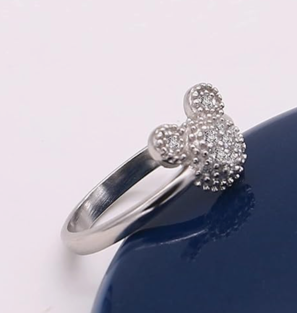 Diamond Metal Stud Mouse Ring Rat Ring Mouse Jewelry Friendship Band Womens Girls Teen Birthday Gift 925 Sterling Silver