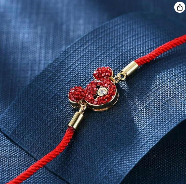 Lucky Red Mouse Bracelet Crystal Diamond Rat Jewelry Girls Teen Birthday Gift Mouse Red Cord Bracelet Adjustable