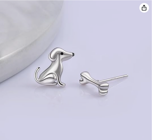 Cute Puppy Dog Bone Earring Dog Jewelry Womens Girls Teen Birthday Gift 925 Sterling Silver