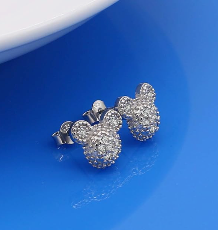 Metal Stud Mouse Earrings Rat Jewelry  Womens Girls Teen Birthday Gift Earrings 925 Sterling Silver