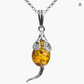 Brown Amber Mouse Necklace Pendant Rat Jewelry Mouse Chain Womens Girls Teen Birthday Gift 925 Sterling Silver