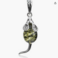 Green Amber Mouse Necklace Pendant Rat Jewelry Mouse Chain Womens Girls Teen Birthday Gift 925 Sterling Silver