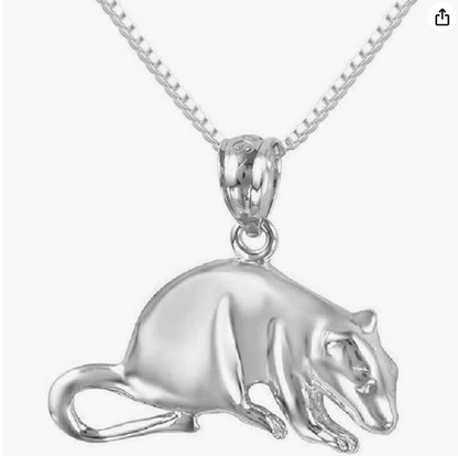 925 Sterling Silver Rat Necklace Mouse Pendant Mouse Chain Rat Jewelry Men Girls Teen Birthday Gift 18-22in.