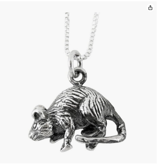 925 Sterling Silver Mouse Heart Love Necklace Mouse Pendant Mouse Chain Rat Jewelry Men Girls Teen Birthday Gift 18in.