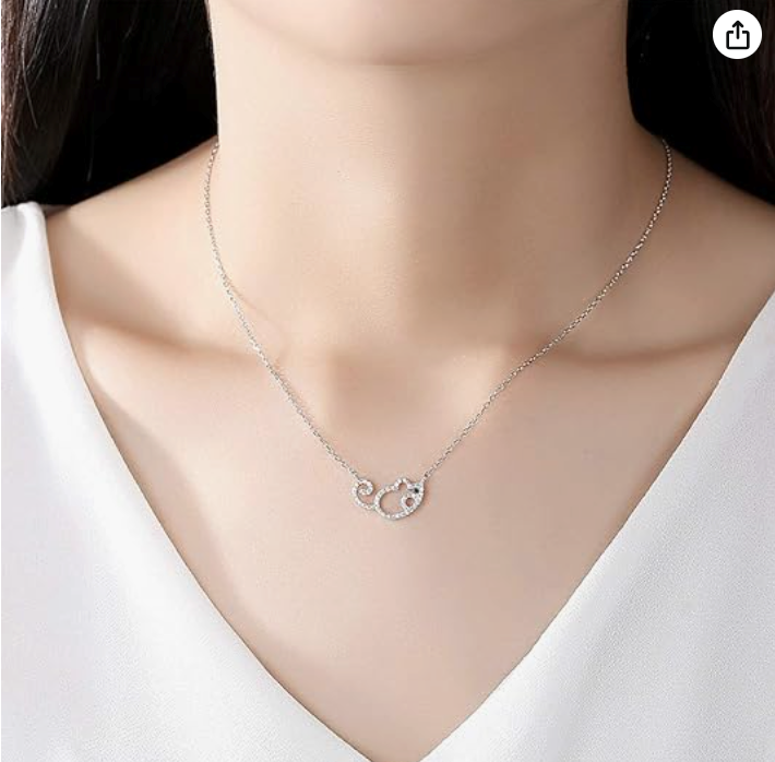 Chinchilla Mouse Mouse Necklace Mouse Diamond Pendant Mouse Chain Rat Jewelry Girls Teen Birthday Gift 925 Sterling Silver 18in.