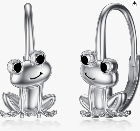Frog Hoop Earring Frog Jewelry Birthday Gift 925 Sterling Silver