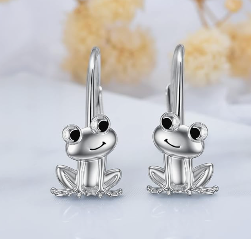 Frog Hoop Earring Frog Jewelry Birthday Gift 925 Sterling Silver