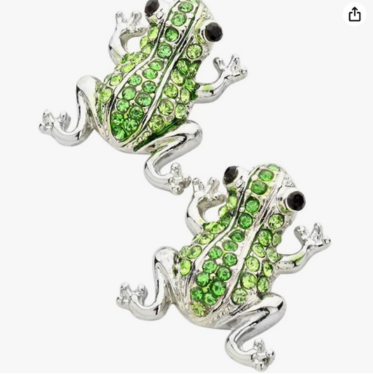 Green Diamond Frog Earring Frog Stud Jewelry Birthday Gift