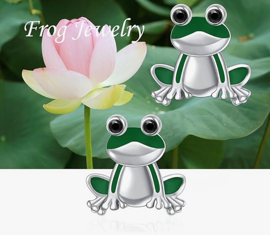 925 Sterling Silver Green Frog Earrings Frog Jewelry Cute Girls Kids Teens Womens Jewelry Birthday Gift
