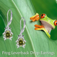 Cute Hanging Hoop Frog Birthstone Earrings Leverback Green Peridot Frog Jewelry Womens Girls Teen Created Gemstone Diamond Birthday Gift 925 Sterling Silver