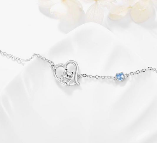 Cute Frog Blue Heart Love Diamond Bracelet Chain Baby Frog Family Jewelry Womens Girls Teen Birthday Gift 925 Sterling Silver