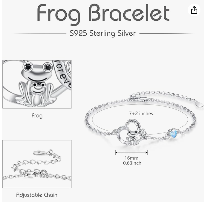 Cute Frog Blue Heart Love Diamond Bracelet Chain Baby Frog Family Jewelry Womens Girls Teen Birthday Gift 925 Sterling Silver