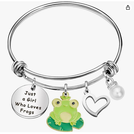 Kids Frog Bracelet Frog Heart Love Jewelry Womens Girls Teen Birthday Gift Stainless Steel