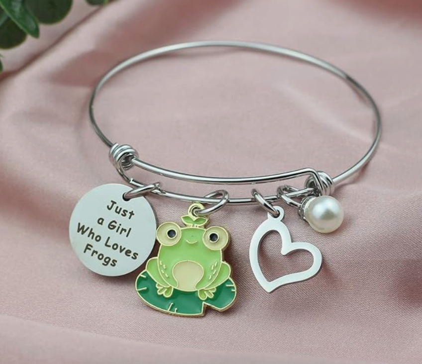 Kids Frog Bracelet Frog Heart Love Jewelry Womens Girls Teen Birthday Gift Stainless Steel