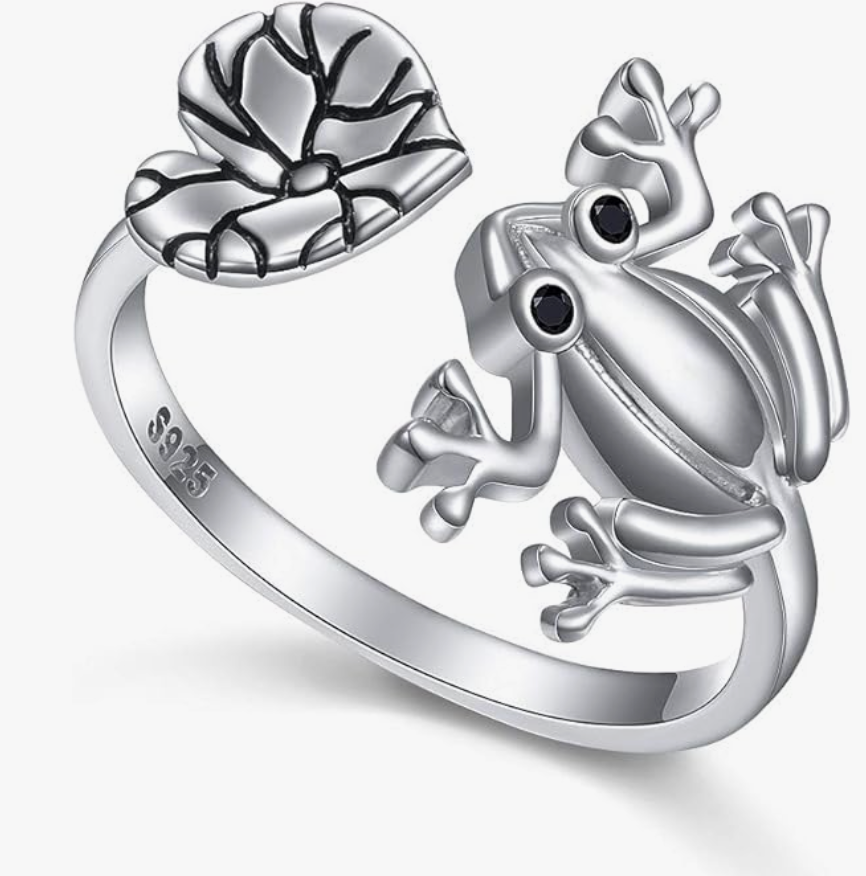 Frog Ring Frog Leaf Heart Love Jewelry Womens Girls Teen Birthday Gift 925 Sterling Silver