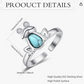 Blue Turquoise Frog Ring Adjustable Frog Heart Love Diamond Jewelry Womens Girls Teen Birthday Gift 925 Sterling Silver