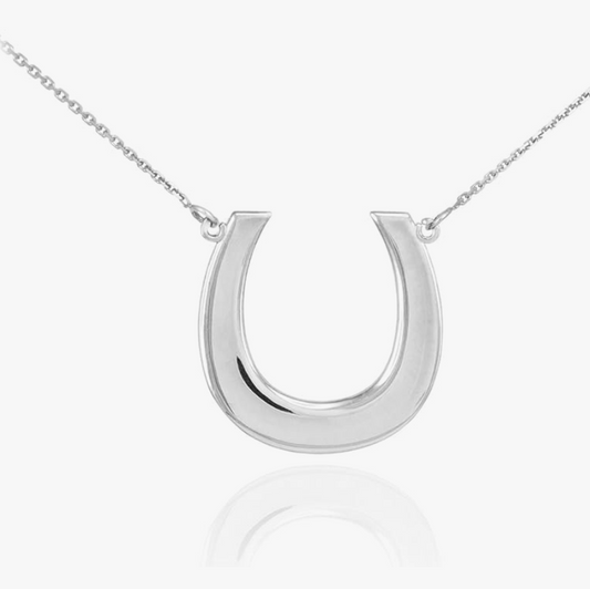 925 Sterling Silver Small Dainty Lucky Horseshoe Necklace Pendant Cowgirl Chain Jewelry Birthday Gift 18-22in.