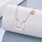 Rose Gold Opal 925 Sterling Silver Small Lucky Heart Love Horseshoe Necklace Pendant Cowgirl Chain Jewelry Birthday Gift White Blue Opal 18in.