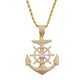 Anchor Chain Silver Color Metal Alloy Sailor Boat Necklace Simulated Diamonds Gold Anchor Pendant Rope Twist Chain 24in.