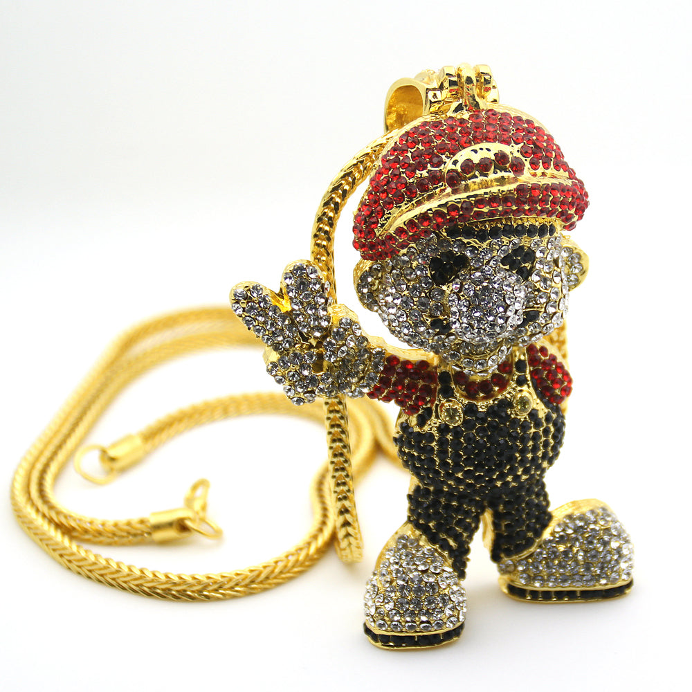 Diamond Super Mario Gold Super Mario Chain Hip Hop Rapper RopE Necklace 30in