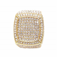 Big Square Ring Simulated Diamond Ring Hip Hop Jewelry Silver Gold Color