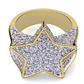 Big Star Ring Gold Tone Simulated Diamond Hip Hop Jewelry Rapper Ring Bling Jewelry Iced Out Star