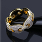 Mariner Link Ring Gold Tone Ring Simulated Diamond Hip Hop Ring Iced Out Bling Jewelry Puff Links
