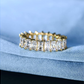 Baguette Ring Emerald Simulated Diamond Ring Hip Hop Iced Out Bling Jewelry Silver Gold Color Prong Set