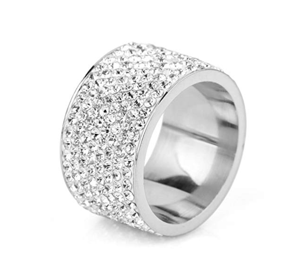 Solitaire Simulated Diamond Silver Ring Round Cut Iced Out Hip Hop Jewelry Bling