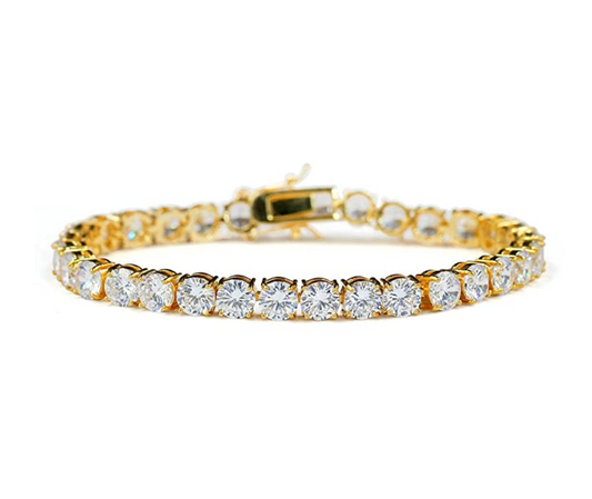 Round Solitaire Simulated Diamond Tennis Bracelet Gold Silver Tone Tennis Chain Hip Hop Jewelry Iced Out Bracelet Bling