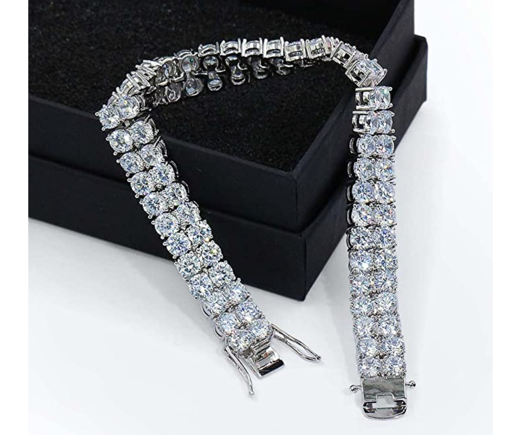 Mens Stainless Steel 5mm Cubic Zirconia Tennis Bracelet And Necklace S